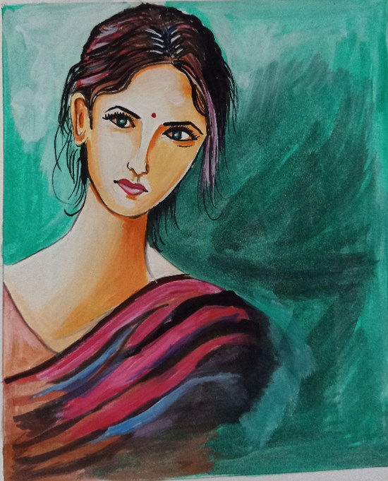 Woman in Saree - 1, painting by Mayank Rathi