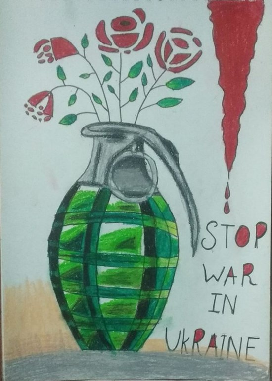 Stop War in Ukraine, painting by Yazhini G