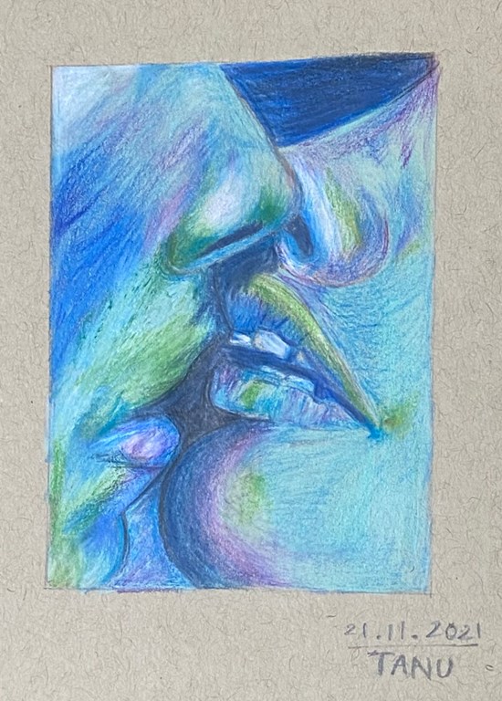 A kiss, painting by SUREKHA P