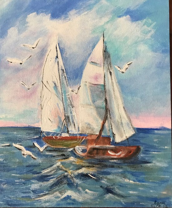 At sea, painting by SUREKHA P