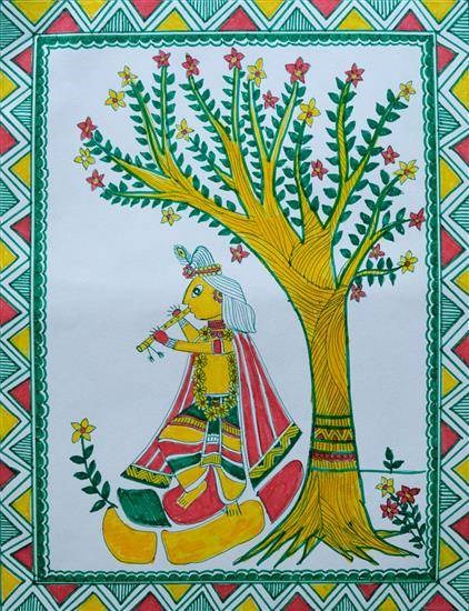 Murlidhar in Manjusha, painting by Rishika Jain