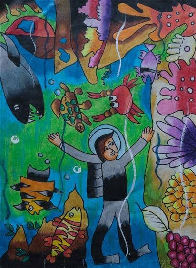 Underwater life, painting by Yash Manial