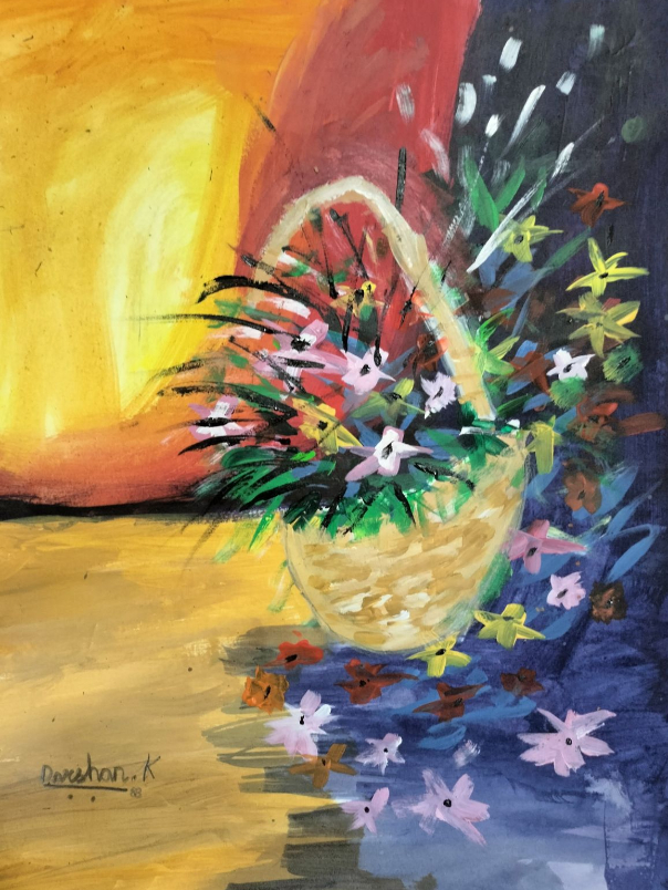 Painting  by Darshan K. - A Flower basket