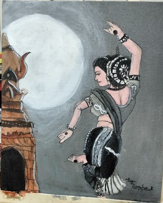 Indian performance of art (dance), painting by Darshan K.