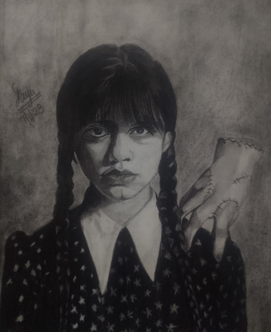 Wednesday addams, painting by Gayatri Kannan