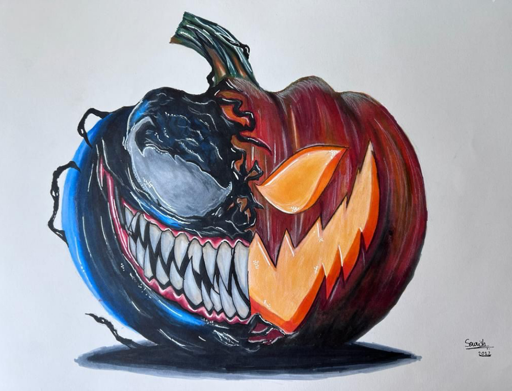Painting  by Sourish Haldar - Smiling Pumpkin