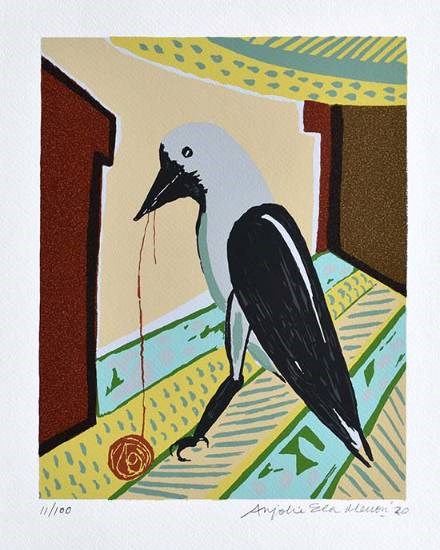 Crow, painting by Anjolie Ela Menon