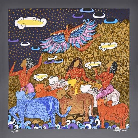 The Golden Womb - 10, painting by Seema Kohli