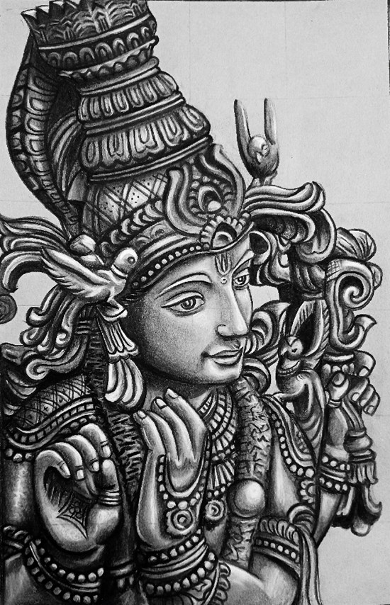 Krishna, painting by Venkatramanan R