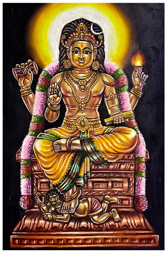 Dhakshinamoorthy, painting by Venkatramanan R