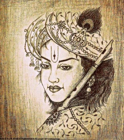 Krishna, painting by Venkatramanan R