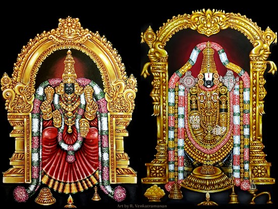 Thirupathi Venkatachalapathi & Alamelumangai, painting by Venkatramanan R