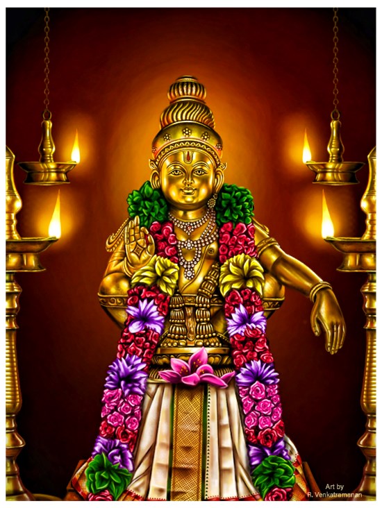 Lord Ayyappan, painting by Venkatramanan R