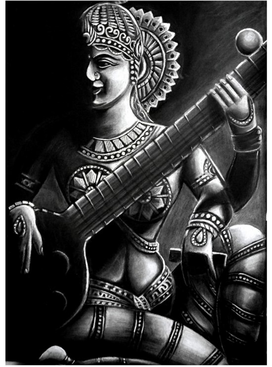 Saraswathi, painting by Venkatramanan R