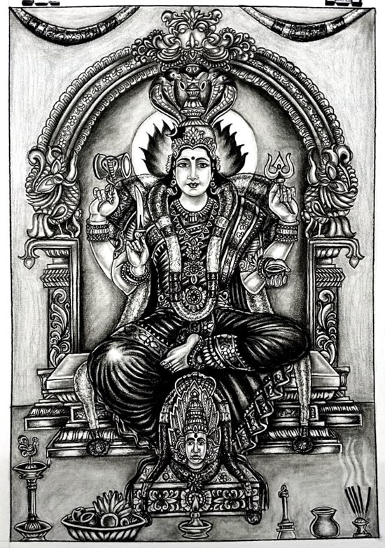 Devi Karumariamman, painting by Venkatramanan R