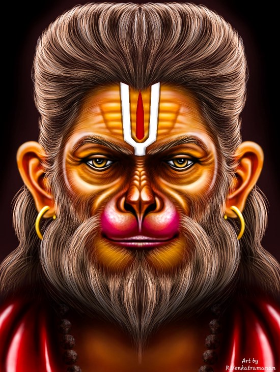 Hanuman, painting by Venkatramanan R
