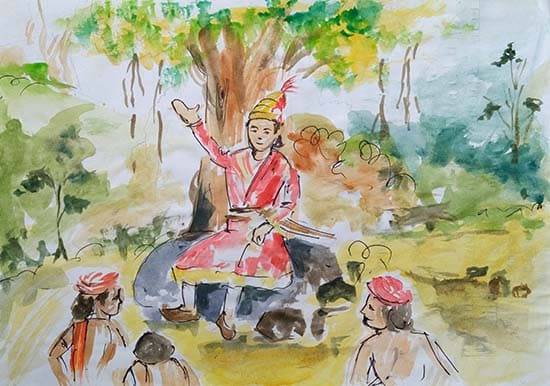 Painting  by Dulhan Uike - Shivaba with his friends