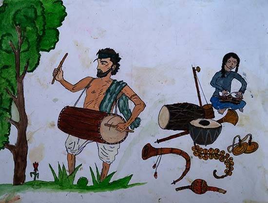 Painting  by Shital Bagul - Instrument Players