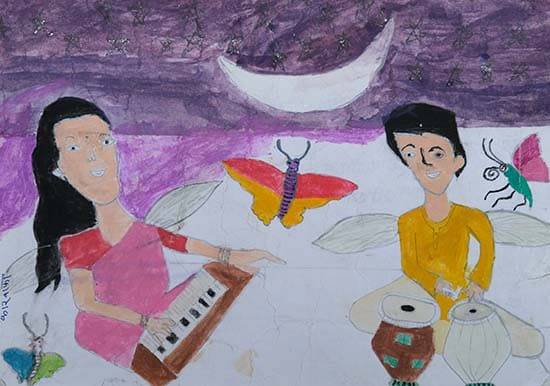 Painting  by Akshay Usendi - Dream to be a Musician