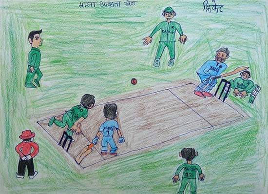 Painting  by Saurabh Phadawale - My favorite game Cricket