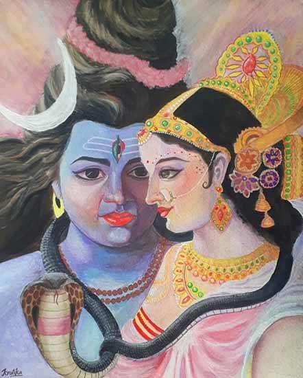 Painting  by Kratika Chauhan - Shiv Parvati