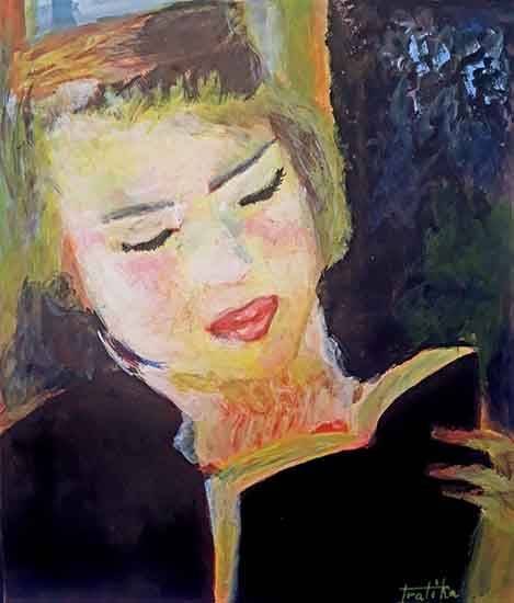 Painting  by Kratika Chauhan - Girl reading a book