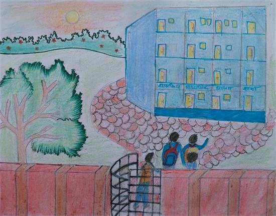 My School, painting by Aakanksha Aatram