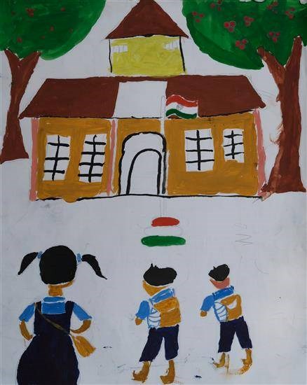 Way to school, painting by Aachala Kumbhare