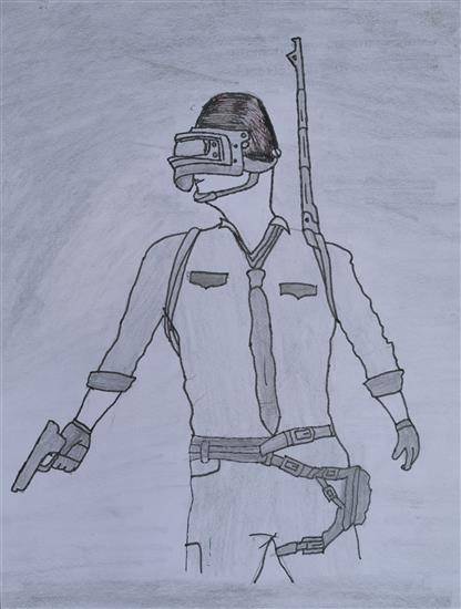 Painting  by Anandrao Aatram - My dream to become a Soldier