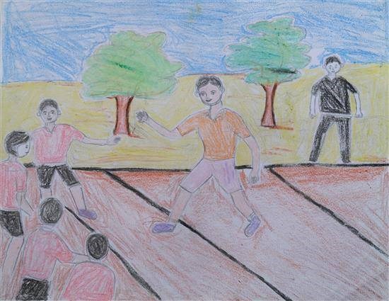 Kabaddi Player, painting by Pratik Aatram