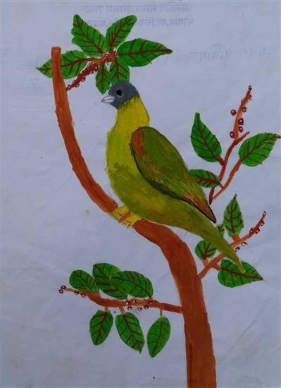 Colorful Pigeon, painting by Manoj Dharane