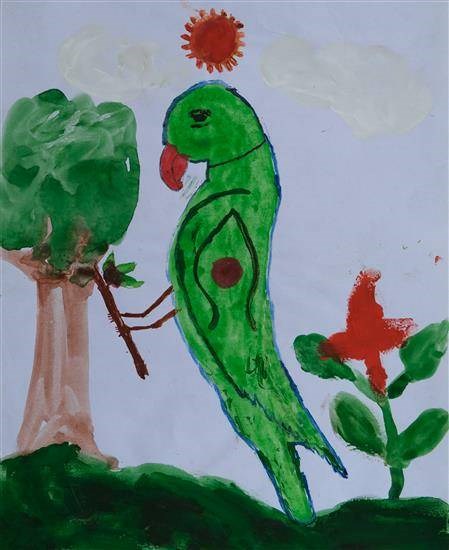 Parrot, painting by Ramesh Dhoke