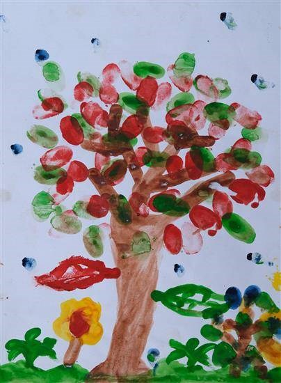 Finger painting - Tree, painting by Vijay Mahure