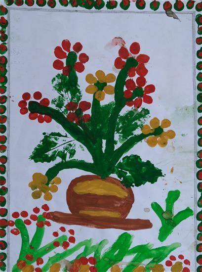 Flower Pot, painting by Sayabai Yadav