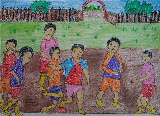 Football, painting by Tejal Bhovar