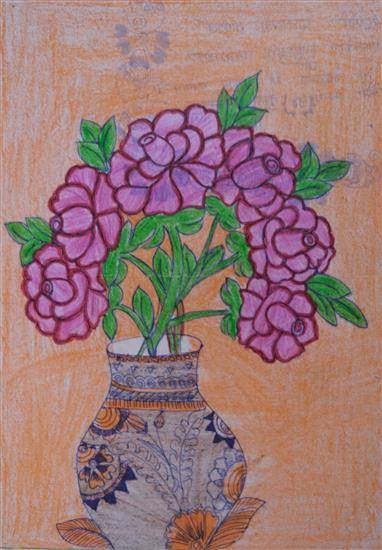 Flower Pot, painting by Dhanashree Jadhav