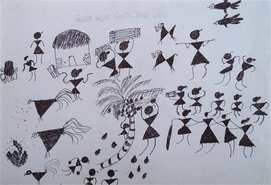 Warli art - 1, painting by Nitin Gotarane