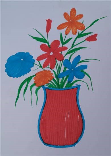 Flower Pot, painting by Balkrishna Randada