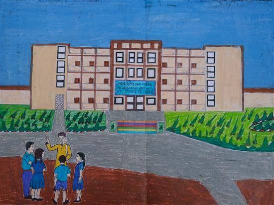 Our School, painting by Mangesh Manthkoli