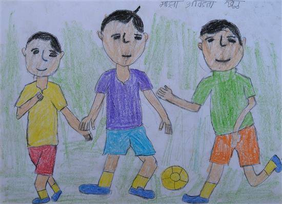 Painting  by Suraj Haravate - My favorite game - Football