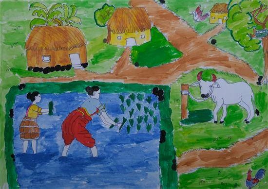Female Farmer, painting by Rani Farara