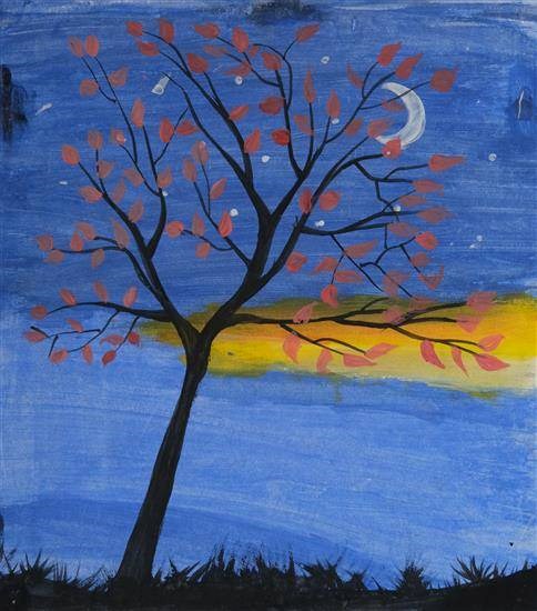 Scenery of Night, painting by Sarita Bhadange