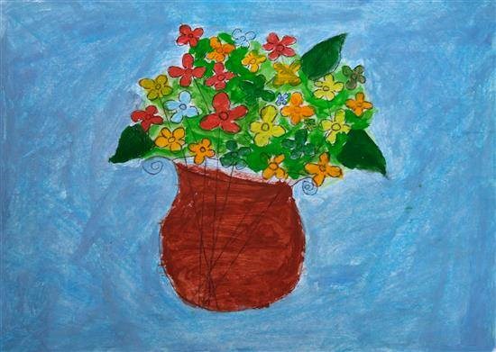 Flower Pot, painting by Supriya Bamane