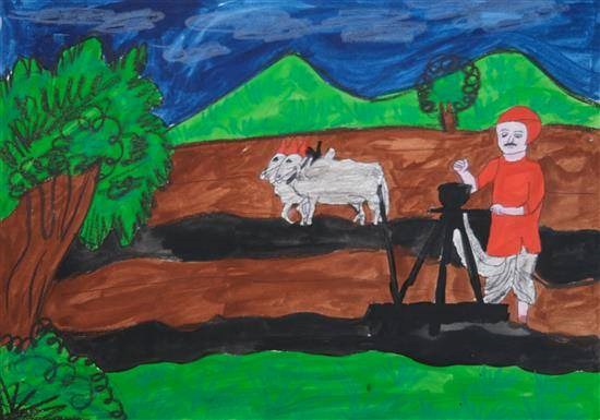 Farming, painting by Suvarna Mahale