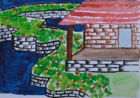 Painting  by Archana Gangode - Scenery around my home