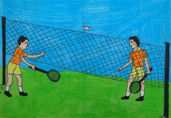 Limited Edition Print  by Uttam Tutade - Boys playing Tennis