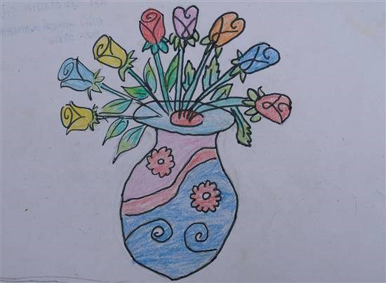 Flower Pot, painting by Geeta Aher