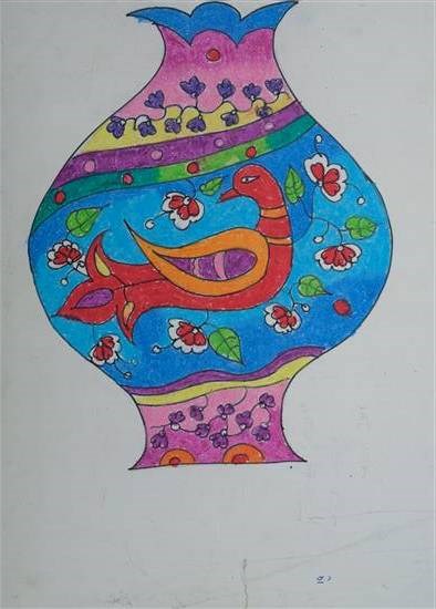 Designer flowerpot, painting by Minakshi Bhangare
