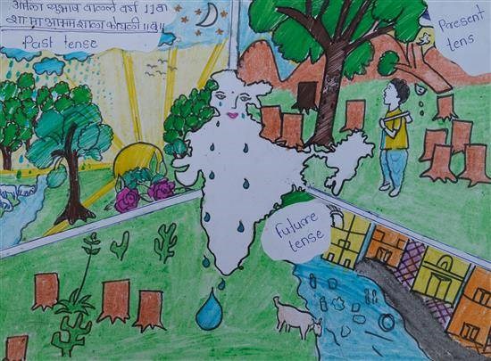 India's past, present and future, painting by Urmila Valale