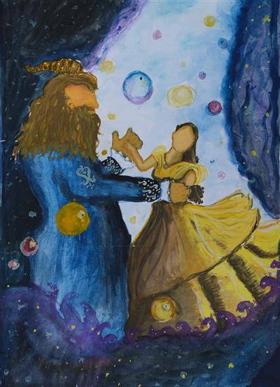 Painting  by Sunil Hilam - Beauty and the Beast